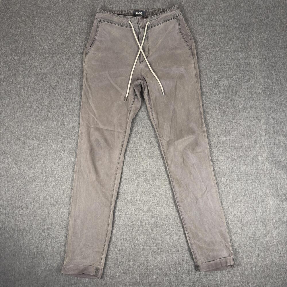 Paige Pants Mens 28x30 Gray Denim Jogger Elastic Waist Drawstring Slim Casual